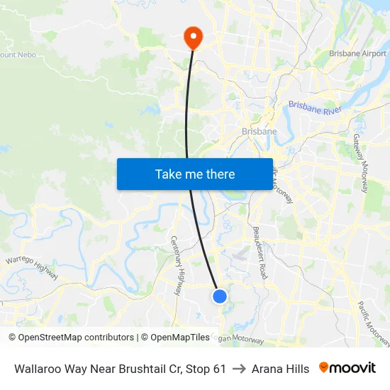 Wallaroo Way Near Brushtail Cr, Stop 61 to Arana Hills map