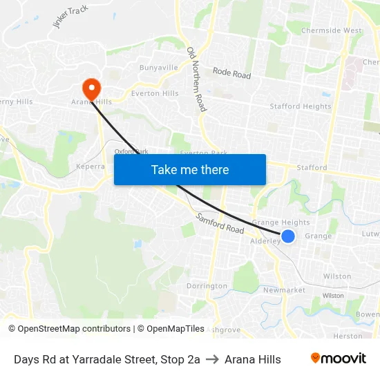 Days Rd at Yarradale Street, Stop 2a to Arana Hills map