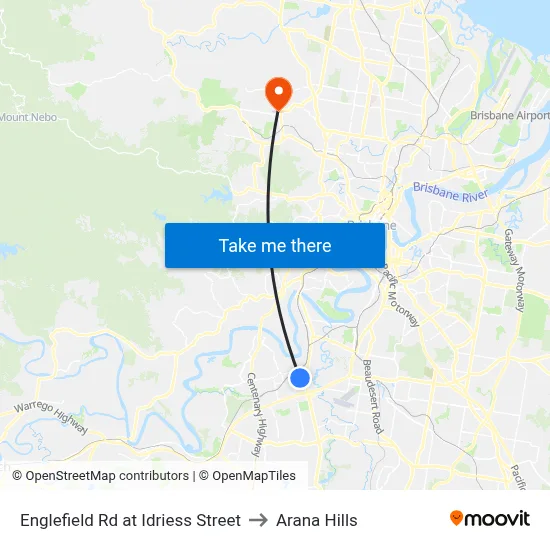 Englefield Rd at Idriess Street to Arana Hills map