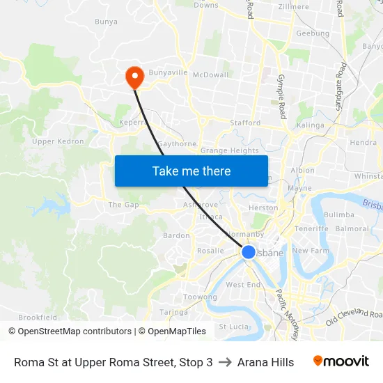 Roma St at Upper Roma Street, Stop 3 to Arana Hills map