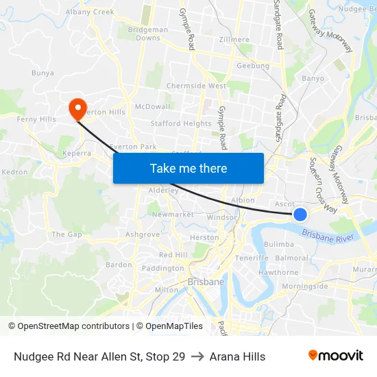 Nudgee Rd Near Allen St, Stop 29 to Arana Hills map