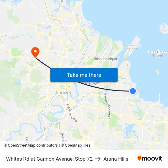 Whites Rd at Gannon Avenue, Stop 72 to Arana Hills map