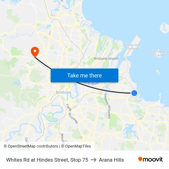 Whites Rd at Hindes Street, Stop 75 to Arana Hills map