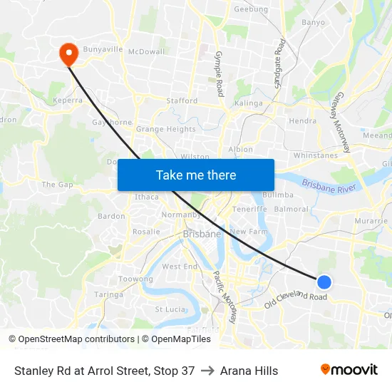 Stanley Rd at Arrol Street, Stop 37 to Arana Hills map