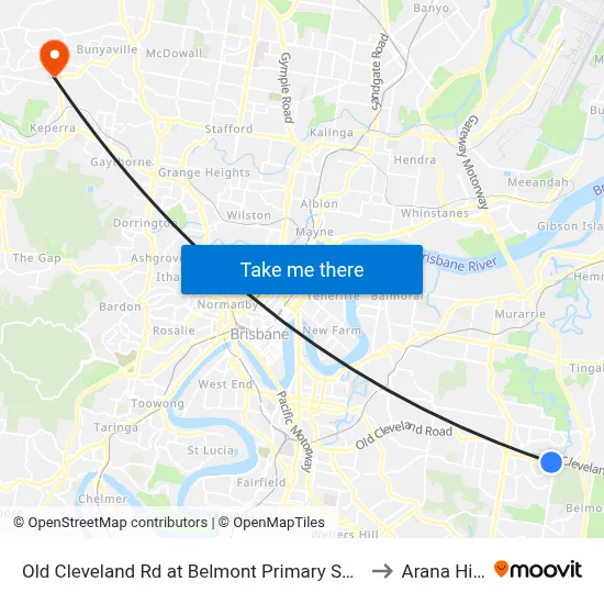 Old Cleveland Rd at Belmont Primary School to Arana Hills map