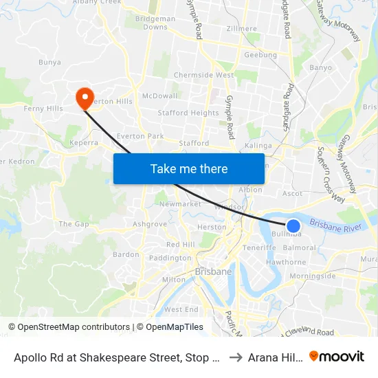 Apollo Rd at Shakespeare Street, Stop 39 to Arana Hills map