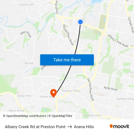 Albany Creek Rd at Preston Point to Arana Hills map