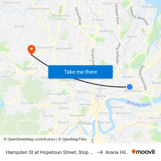 Hampden St at Hopetoun Street, Stop 30 to Arana Hills map