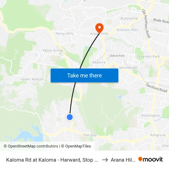 Kaloma Rd at Kaloma - Harward, Stop 38 to Arana Hills map