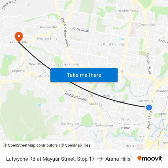 Lutwyche Rd at Maygar Street, Stop 17 to Arana Hills map
