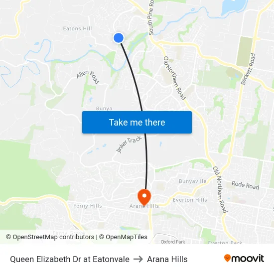 Queen Elizabeth Dr at Eatonvale to Arana Hills map