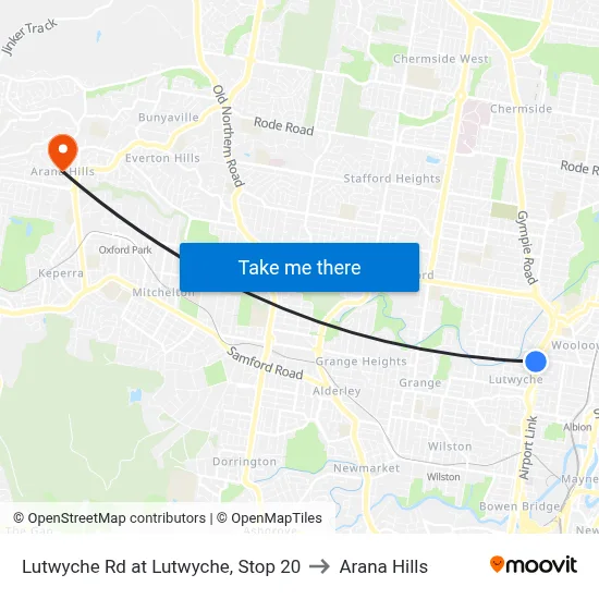 Lutwyche Rd at Lutwyche, Stop 20 to Arana Hills map