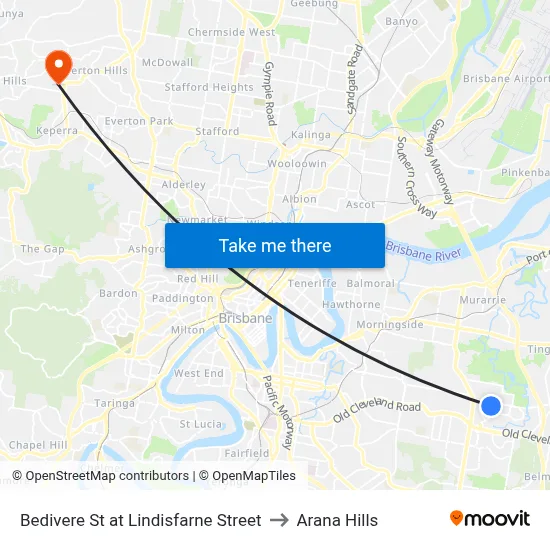 Bedivere St at Lindisfarne Street to Arana Hills map