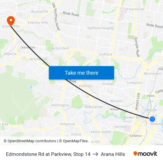 Edmondstone Rd at Parkview, Stop 14 to Arana Hills map