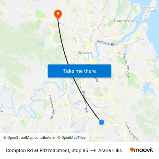 Compton Rd at Frizzell Street, Stop 85 to Arana Hills map