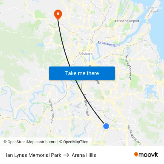 Ian Lynas Memorial Park to Arana Hills map