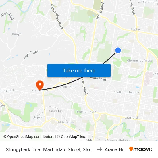 Stringybark Dr at Martindale Street, Stop 47 to Arana Hills map