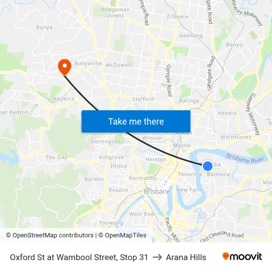 Oxford St at Wambool Street, Stop 31 to Arana Hills map