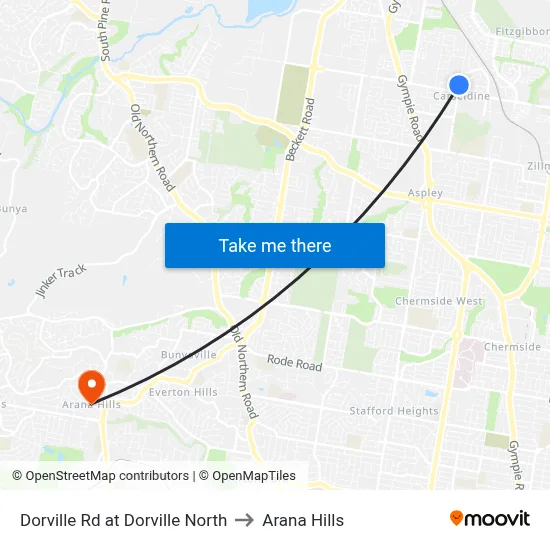 Dorville Rd at Dorville North to Arana Hills map