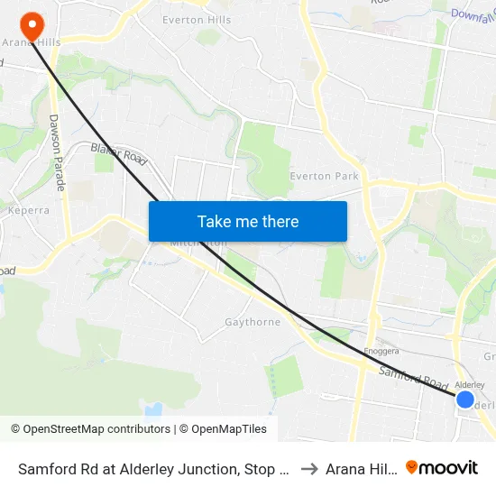 Samford Rd at Alderley Junction, Stop 26 to Arana Hills map