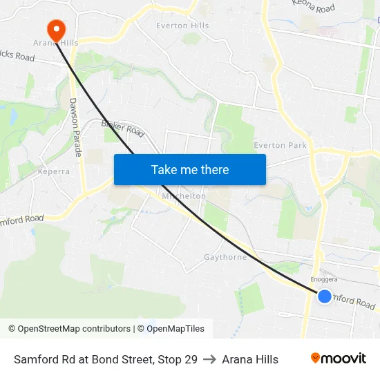 Samford Rd at Bond Street, Stop 29 to Arana Hills map