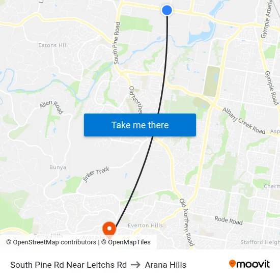 South Pine Rd Near Leitchs Rd to Arana Hills map