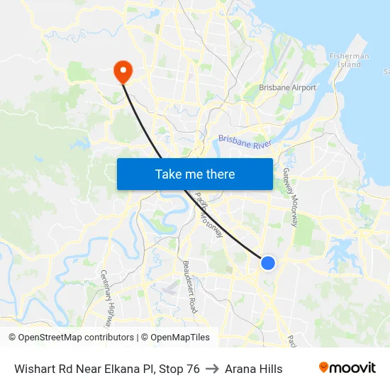 Wishart Rd Near Elkana Pl, Stop 76 to Arana Hills map