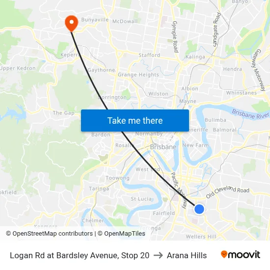 Logan Rd at Bardsley Avenue, Stop 20 to Arana Hills map