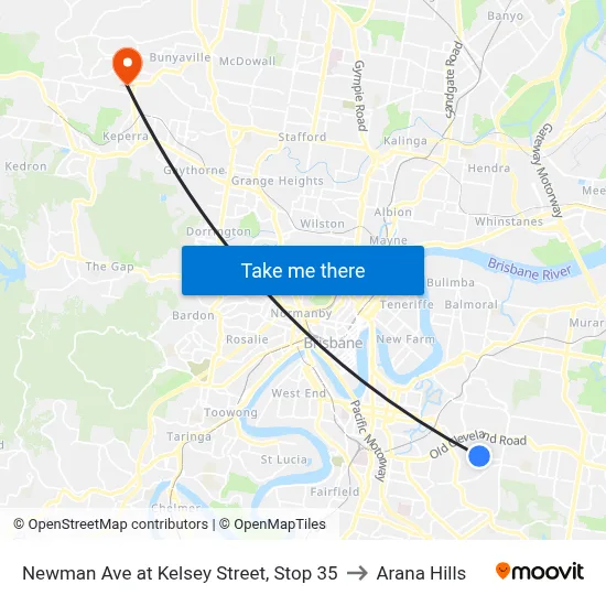 Newman Ave at Kelsey Street, Stop 35 to Arana Hills map