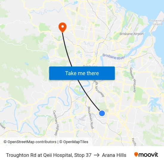 Troughton Rd at Qeii Hospital, Stop 37 to Arana Hills map