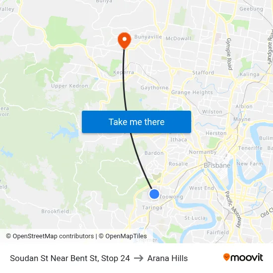 Soudan St Near Bent St, Stop 24 to Arana Hills map