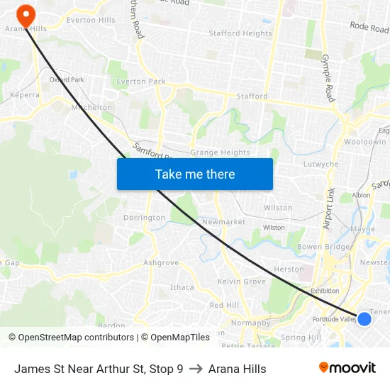 James St Near Arthur St, Stop 9 to Arana Hills map