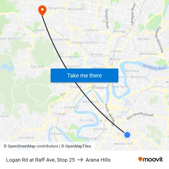 Logan Rd at Raff Ave, Stop 25 to Arana Hills map
