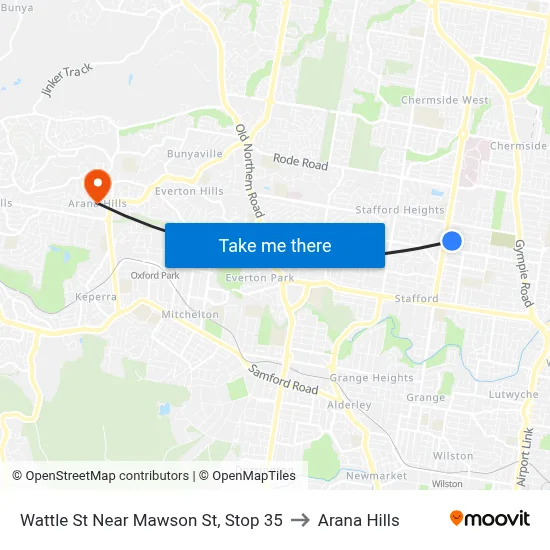Wattle St Near Mawson St, Stop 35 to Arana Hills map