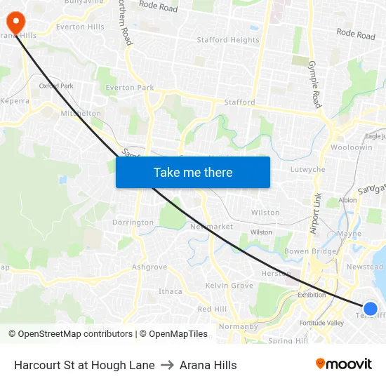 Harcourt St at Hough Lane to Arana Hills map