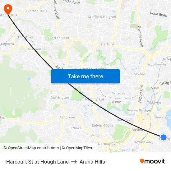 Harcourt St at Hough Lane to Arana Hills map