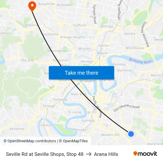 Seville Rd at Seville Shops, Stop 48 to Arana Hills map