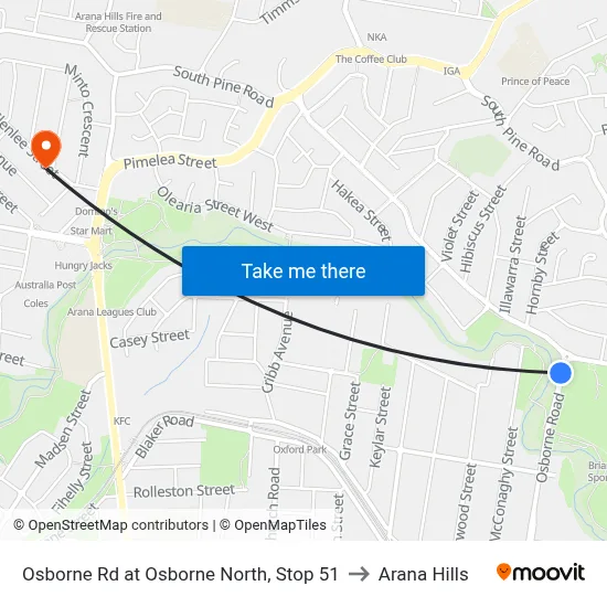 Osborne Rd at Osborne North, Stop 51 to Arana Hills map