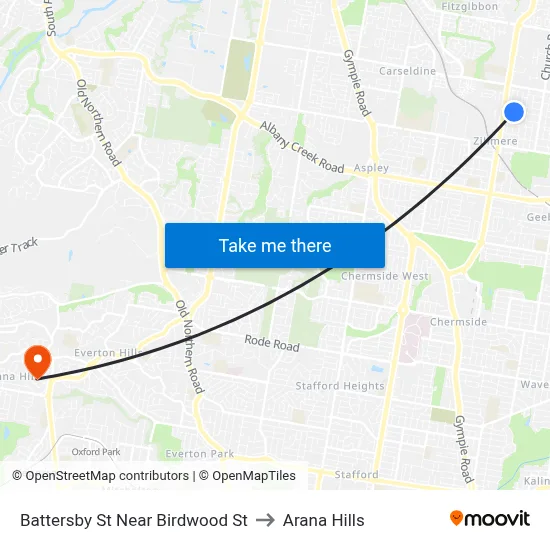 Battersby St Near Birdwood St to Arana Hills map