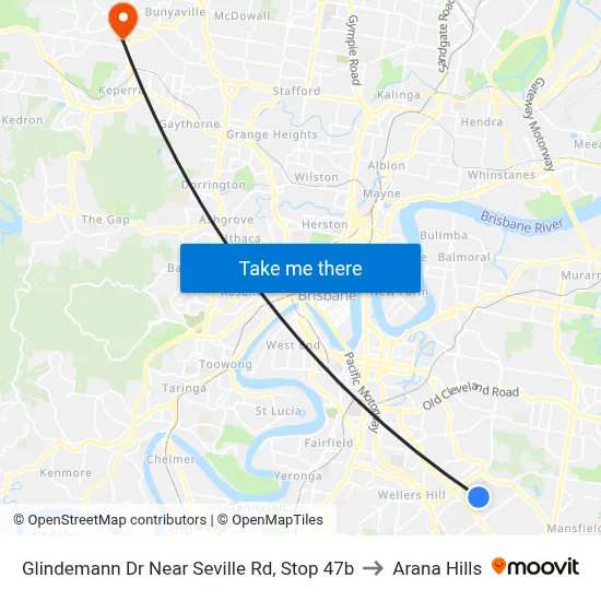 Glindemann Dr Near Seville Rd, Stop 47b to Arana Hills map