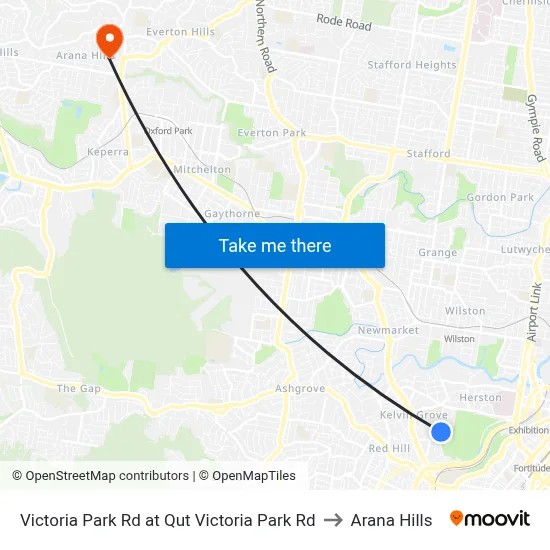 Victoria Park Rd at Qut Victoria Park Rd to Arana Hills map