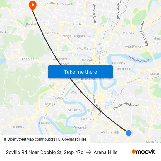Seville Rd Near Dobbie St, Stop 47c to Arana Hills map