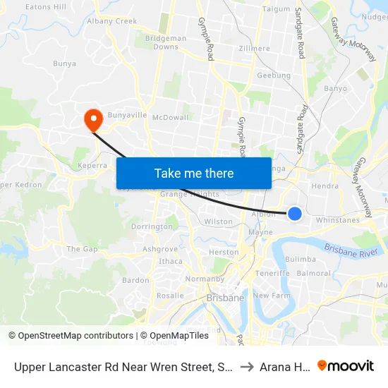 Upper Lancaster Rd Near Wren Street, Stop 25 to Arana Hills map