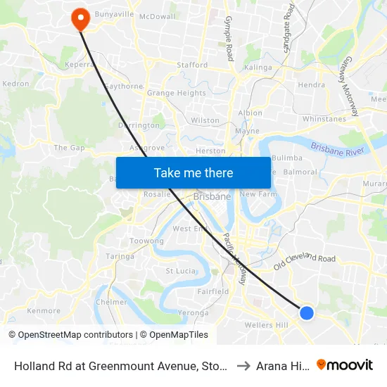 Holland Rd at Greenmount Avenue, Stop 45 to Arana Hills map