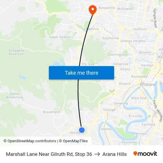 Marshall Lane Near Gilruth Rd, Stop 36 to Arana Hills map