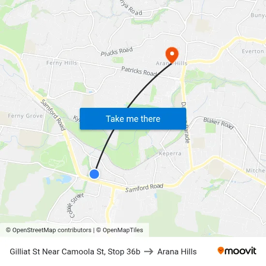 Gilliat St Near Camoola St, Stop 36b to Arana Hills map
