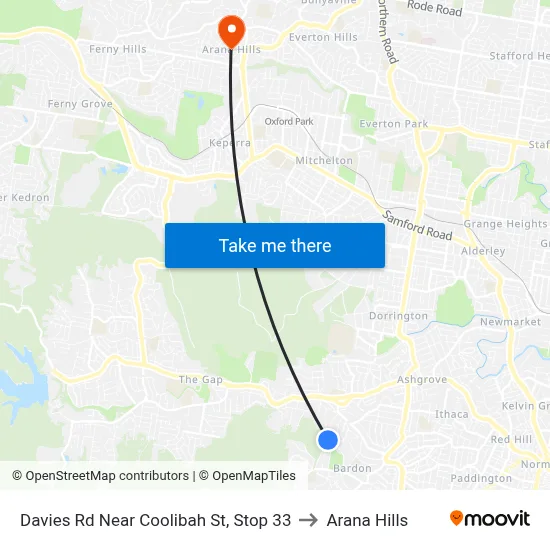Davies Rd Near Coolibah St, Stop 33 to Arana Hills map