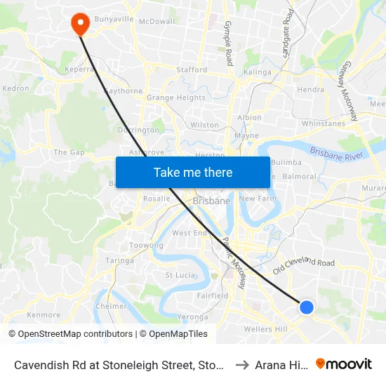 Cavendish Rd at Stoneleigh Street, Stop 38 to Arana Hills map