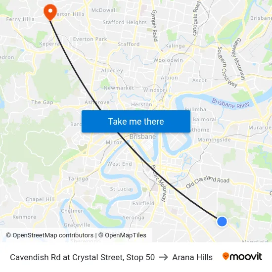 Cavendish Rd at Crystal Street, Stop 50 to Arana Hills map