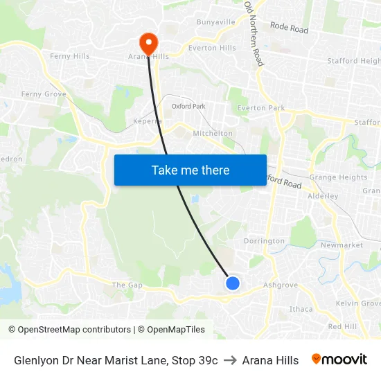 Glenlyon Dr Near Marist Lane, Stop 39c to Arana Hills map